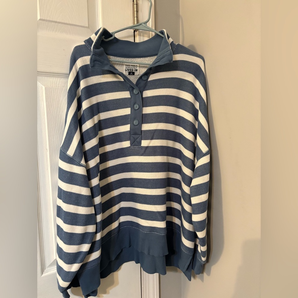 White and Blue Striped Sweater